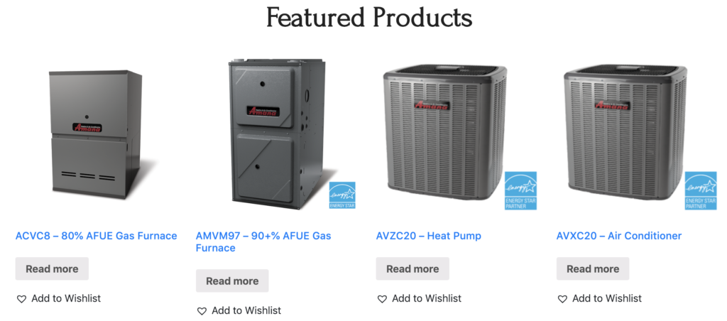 HVAC Ecommerce Website - SEO by Product