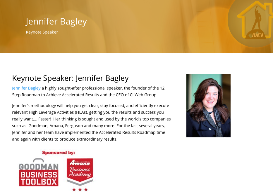 Jennifer Bagley Keynote Speaker NCI HVAC Summit